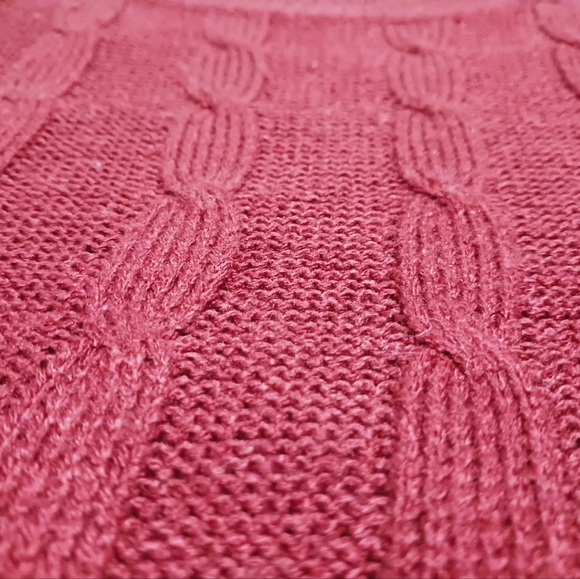 Burgundy Cable Knit Sweater Dress with Pockets - Picture 5 of 5